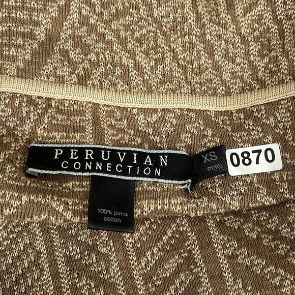 Peruvian‎ Connection Beige Tribal Pattern Open Cardigan Pima Cotton Women XS - Picture 6 of 10